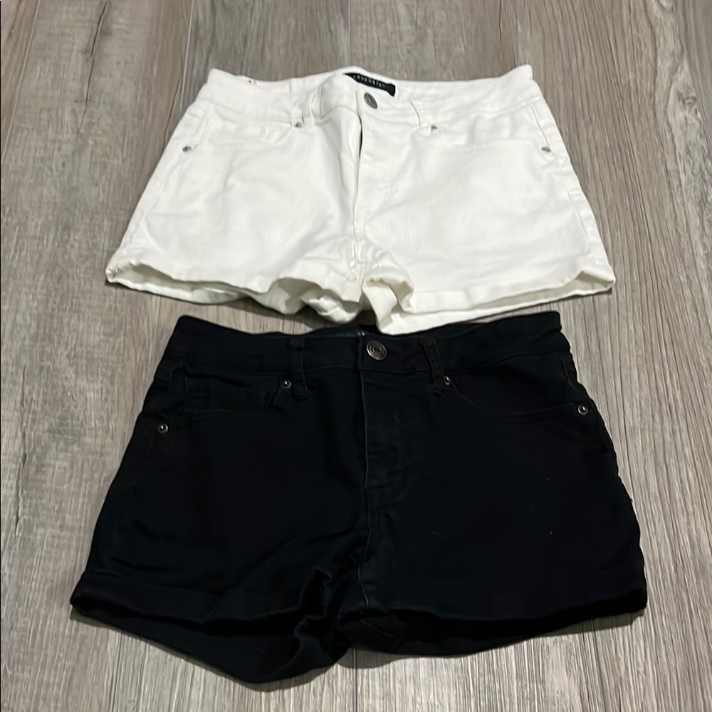 Aeropostale Black and White Jean Shorts Relaxed Fit